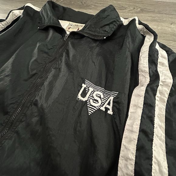 Vintage USA America Jacket Adult Medium Striped Classic 90s - Picture 3 of 5
